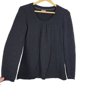 J. Jill Women's Knitted Long Sleeve Scoop Neck Black Sweater Size Small